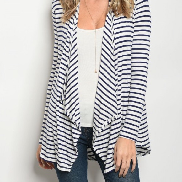 Sweaters - Navy striped cardigan